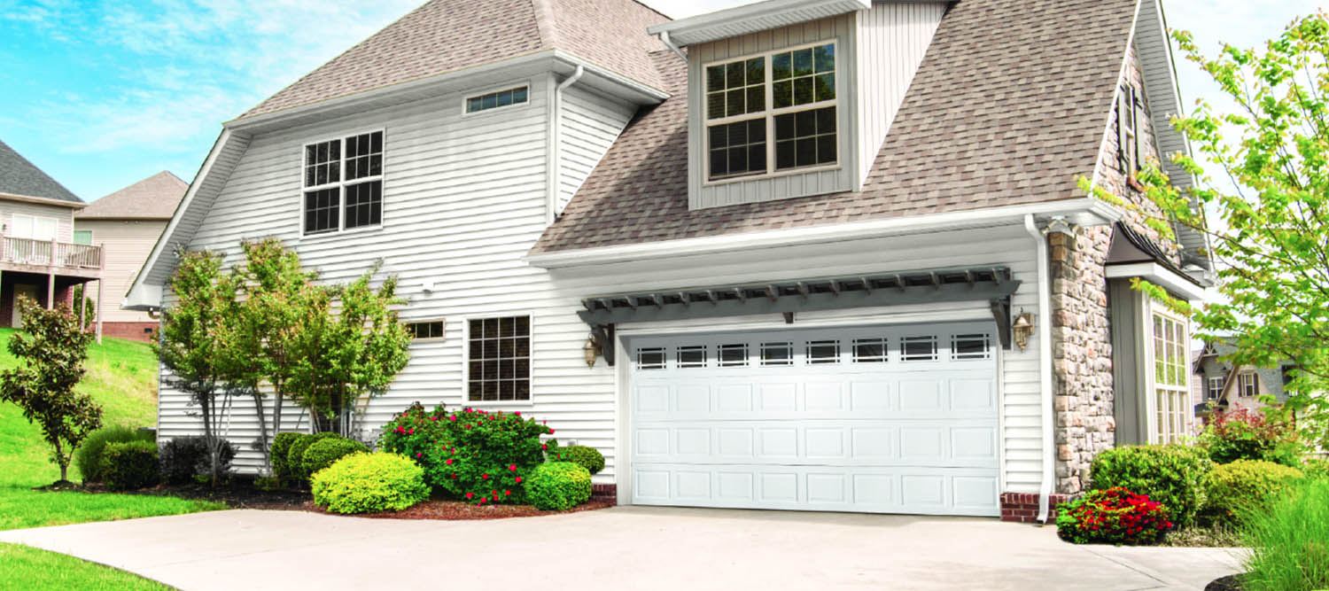 A home with a classic two-car garage.